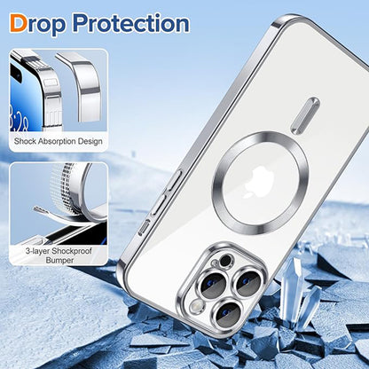 Husa MagSafe pentru Apple iPhone 14 Pro, Techsuit, Luxury Crystal, Argintie