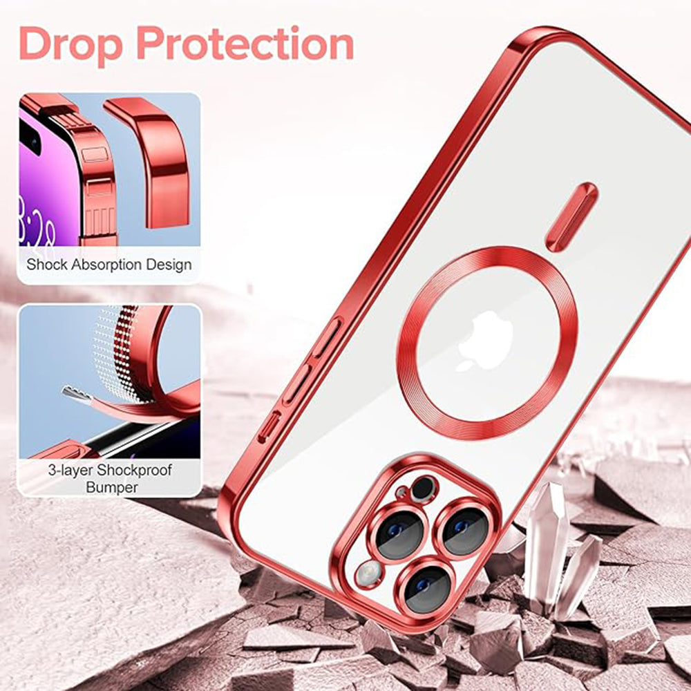 Husa MagSafe pentru Apple iPhone 14 Pro, Techsuit, Luxury Crystal, Rosie