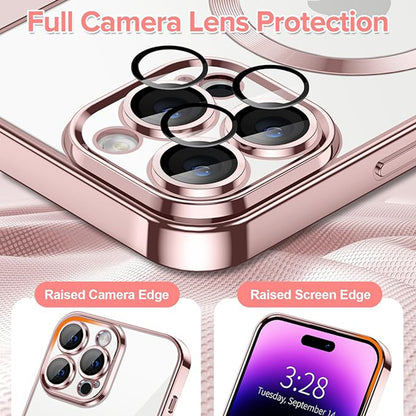 Husa MagSafe pentru Apple iPhone 14 Pro, Techsuit, Luxury Crystal, Roz