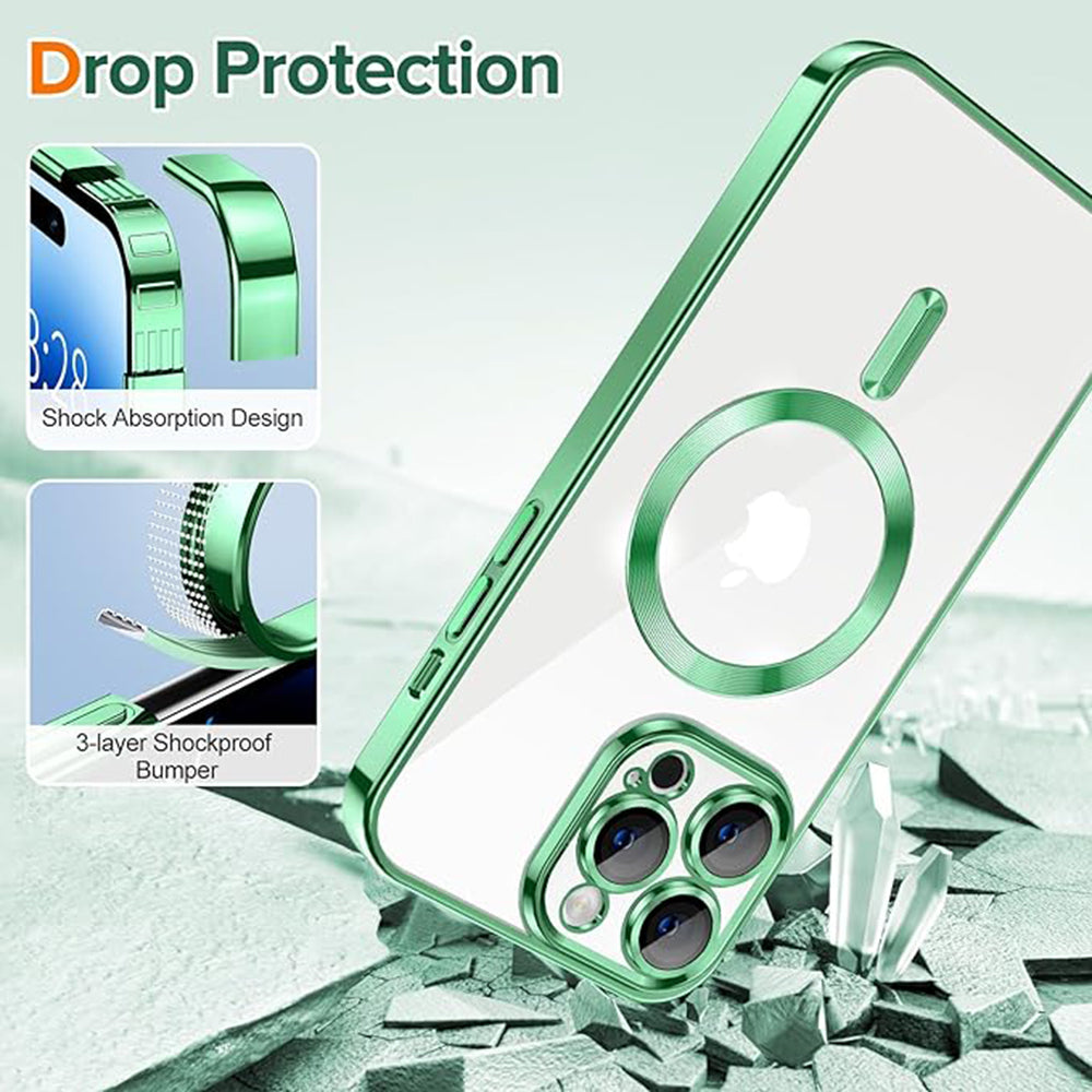 Husa MagSafe pentru Apple iPhone 14 Pro, Techsuit, Luxury Crystal, Verde Deschis