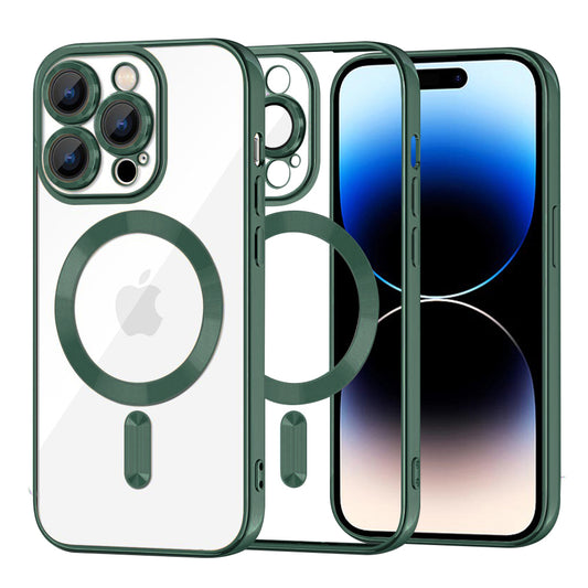 Husa MagSafe pentru Apple iPhone 14 Pro, Techsuit, Luxury Crystal, Verde Inchis