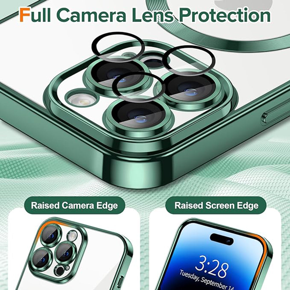 Husa MagSafe pentru Apple iPhone 14 Pro, Techsuit, Luxury Crystal, Verde Inchis