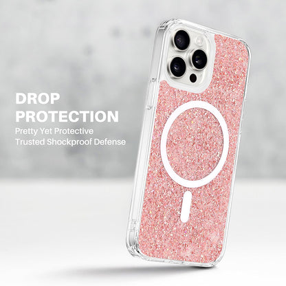 Husa MagSafe pentru Apple iPhone 14 Pro, Techsuit, Sparkly Glitter, Bleu