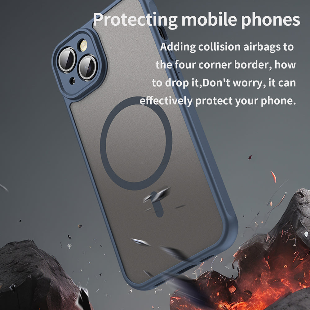 Husa MagSafe pentru Apple iPhone 14, Techsuit, HaloFrost II, Bleumarin