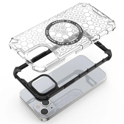 Husa MagSafe pentru Apple iPhone 14, Techsuit, HoneyComb Shield, Alba