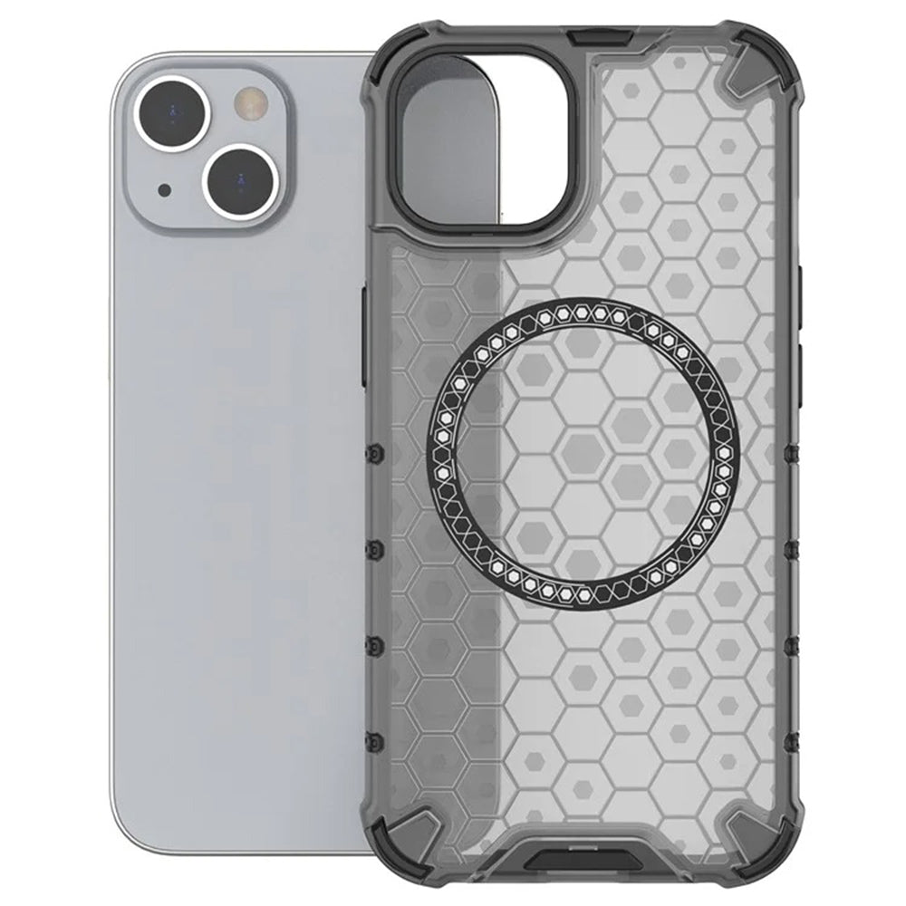 Husa MagSafe pentru Apple iPhone 14, Techsuit, HoneyComb Shield, Neagra