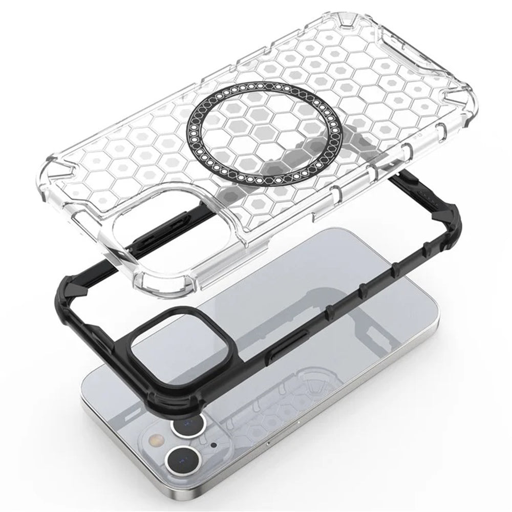 Husa MagSafe pentru Apple iPhone 14, Techsuit, HoneyComb Shield, Neagra