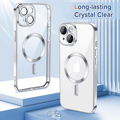 Husa MagSafe pentru Apple iPhone 14, Techsuit, Luxury Crystal, Argintie