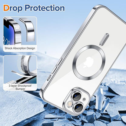Husa MagSafe pentru Apple iPhone 14, Techsuit, Luxury Crystal, Argintie