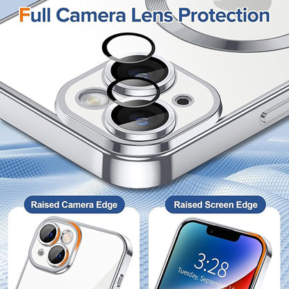 Husa MagSafe pentru Apple iPhone 14, Techsuit, Luxury Crystal, Argintie