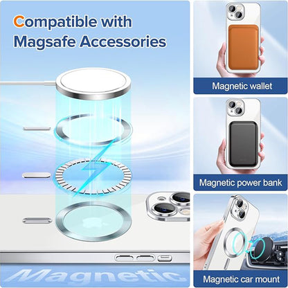 Husa MagSafe pentru Apple iPhone 14, Techsuit, Luxury Crystal, Argintie