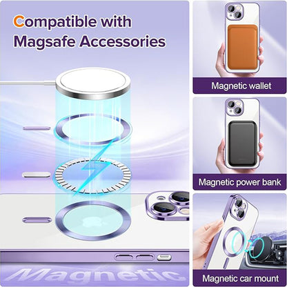 Husa MagSafe pentru Apple iPhone 14, Techsuit, Luxury Crystal, Mov Deschis
