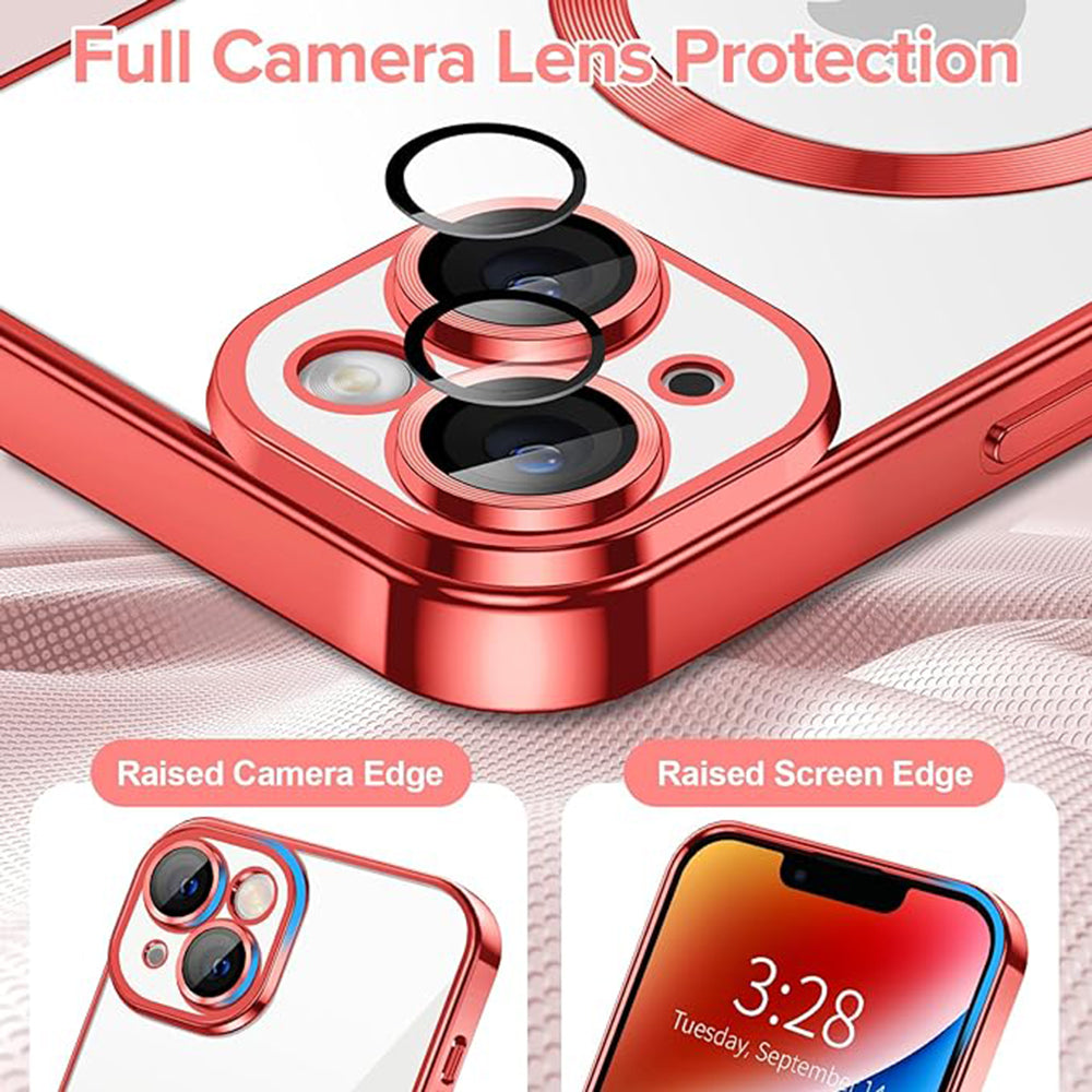 Husa MagSafe pentru Apple iPhone 14, Techsuit, Luxury Crystal, Rosie