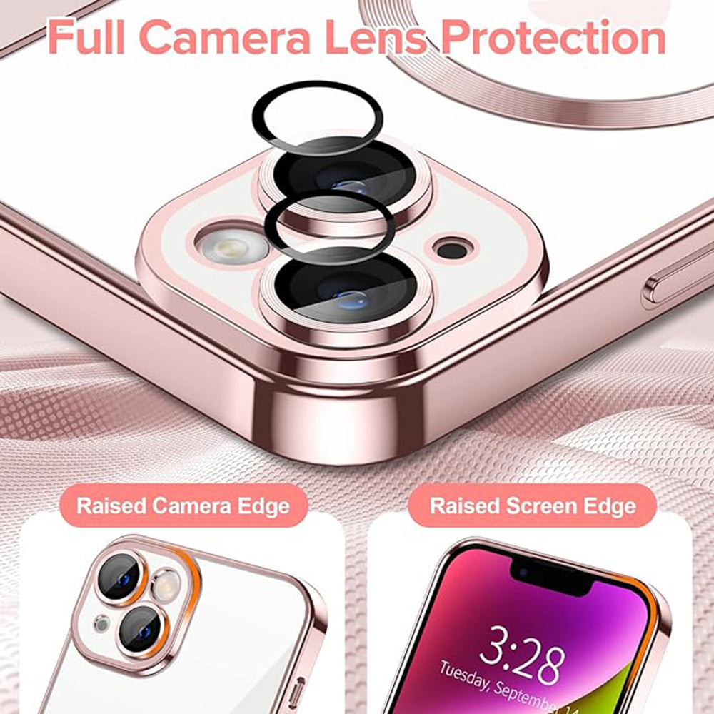 Husa MagSafe pentru Apple iPhone 14, Techsuit, Luxury Crystal, Roz