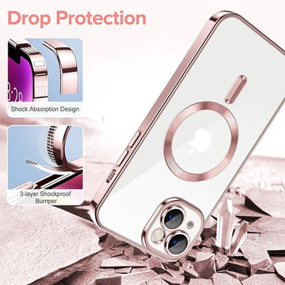 Husa MagSafe pentru Apple iPhone 14, Techsuit, Luxury Crystal, Roz