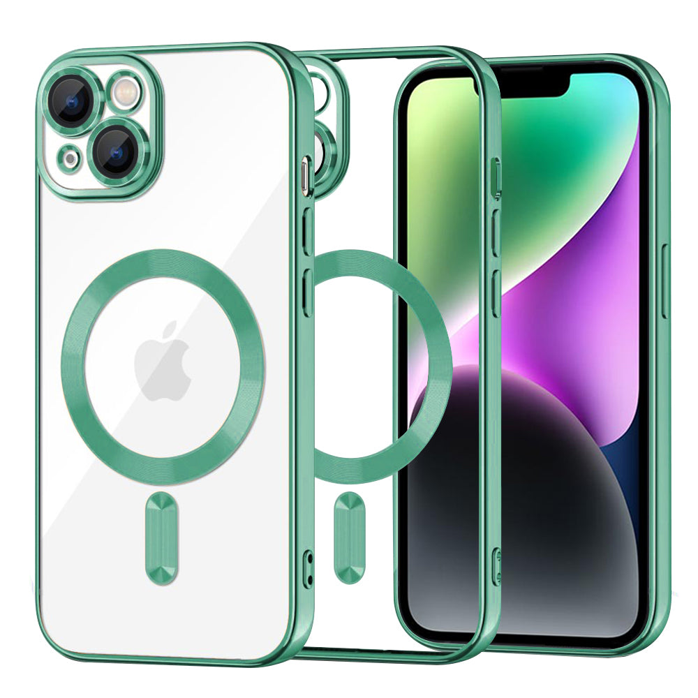 Husa MagSafe pentru Apple iPhone 14, Techsuit, Luxury Crystal, Verde Deschis