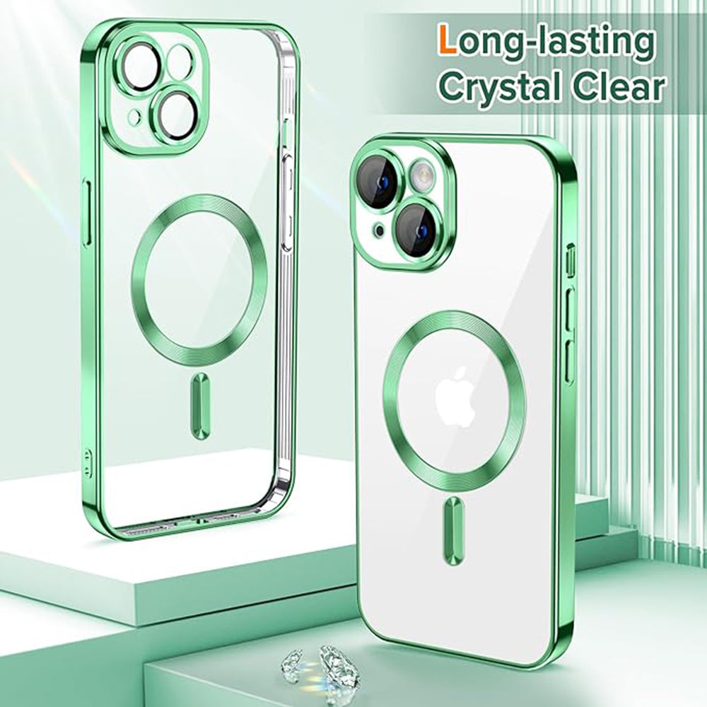Husa MagSafe pentru Apple iPhone 14, Techsuit, Luxury Crystal, Verde Deschis