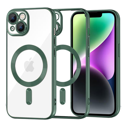 Husa MagSafe pentru Apple iPhone 14, Techsuit, Luxury Crystal, Verde Inchis
