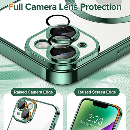 Husa MagSafe pentru Apple iPhone 14, Techsuit, Luxury Crystal, Verde Inchis