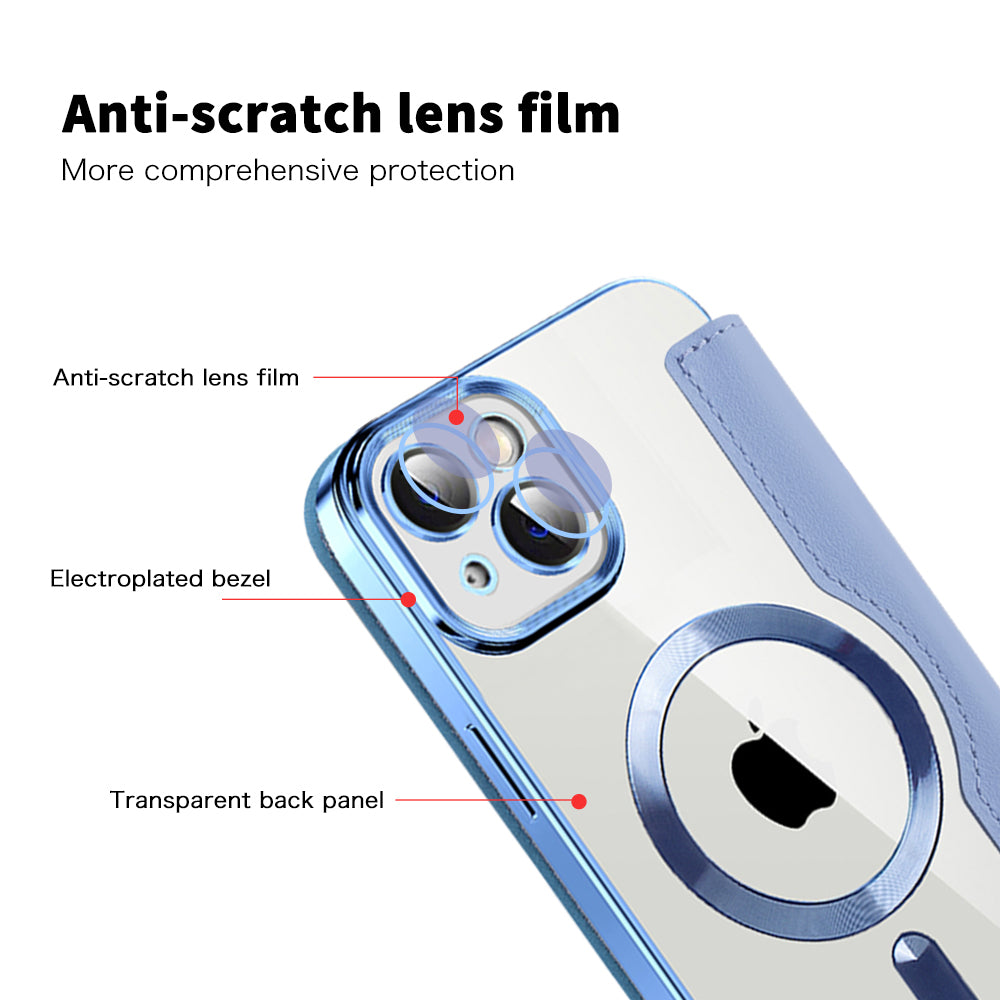 Husa MagSafe pentru Apple iPhone 14, Techsuit, SmartMag Book, Bleu