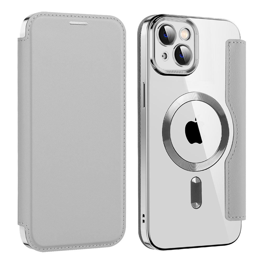 Husa MagSafe pentru Apple iPhone 14, Techsuit, SmartMag Book, Gri