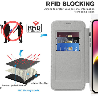 Husa MagSafe pentru Apple iPhone 14, Techsuit, SmartMag Book, Gri