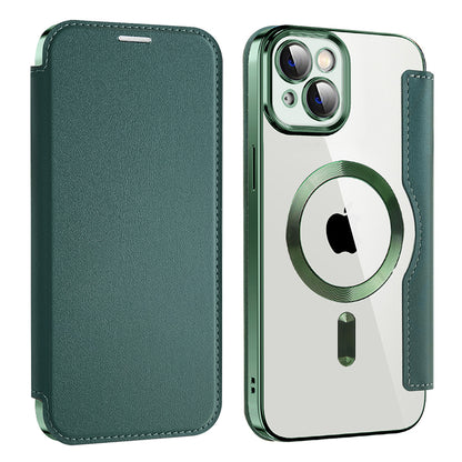 Husa MagSafe pentru Apple iPhone 14, Techsuit, SmartMag Book, Verde