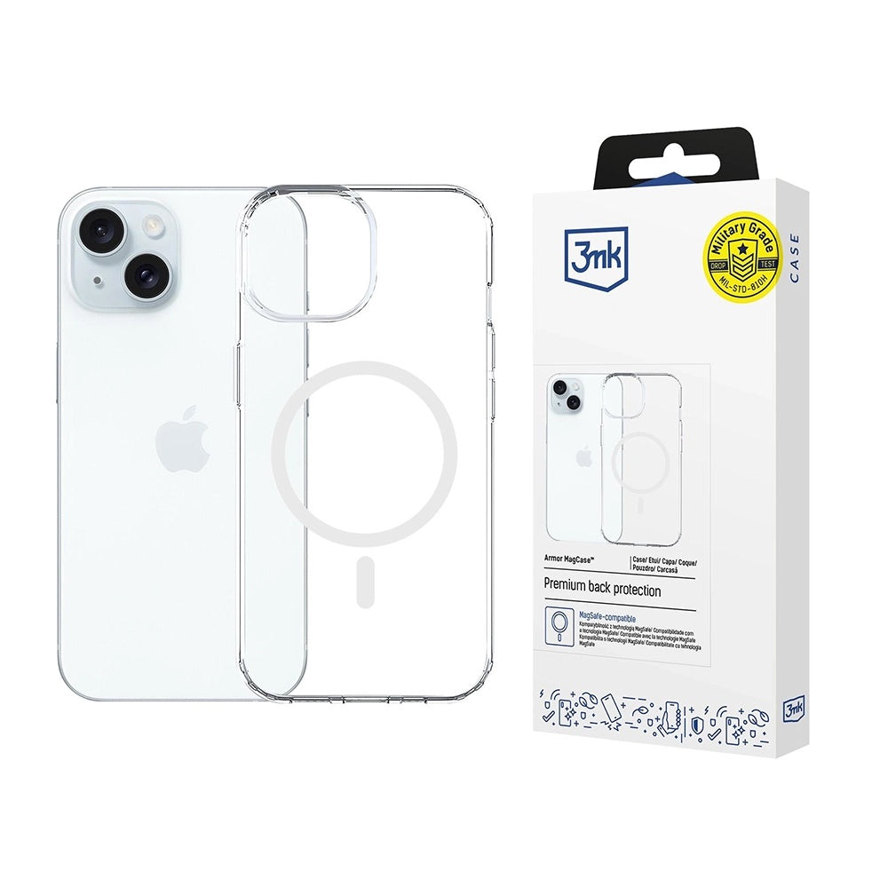 Husa MagSafe pentru Apple iPhone 15, 3MK, Armor MagCase, Transparenta