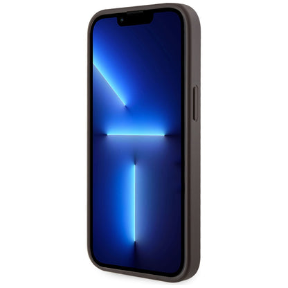 Husa MagSafe pentru Apple iPhone 15, Guess, Cardslot 4G Stripes , Maro