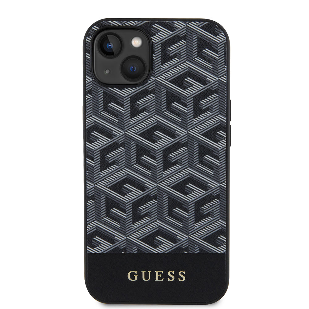 Husa MagSafe pentru Apple iPhone 15, Guess, GCube Stripes, Neagra