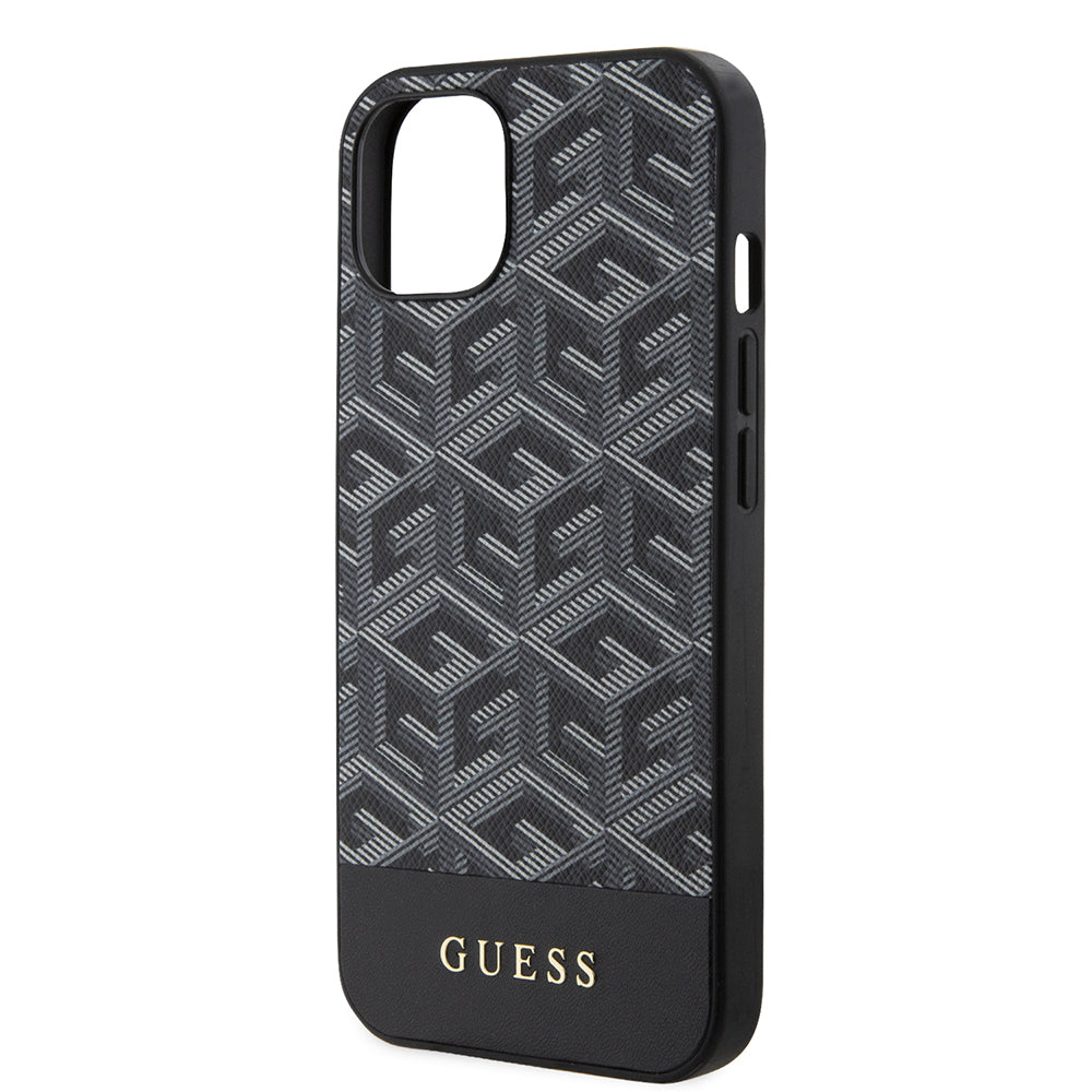 Husa MagSafe pentru Apple iPhone 15, Guess, GCube Stripes, Neagra