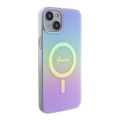 Husa MagSafe pentru Apple iPhone 15, Guess, IML Iridescent, Mov