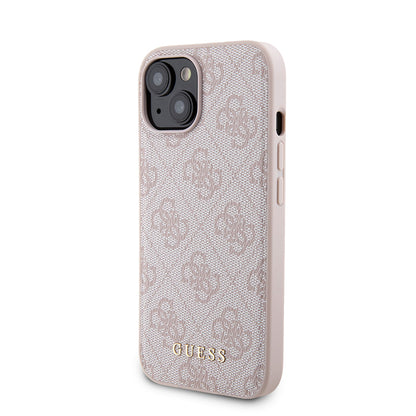 Husa MagSafe pentru Apple iPhone 15, Guess, Powerbank 4G Metal Logo, Roz