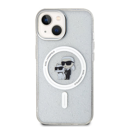 Husa MagSafe pentru Apple iPhone 15, Karl Lagerfeld, Glitter, Transparenta