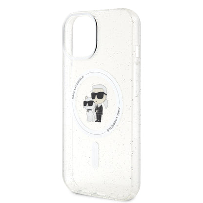 Husa MagSafe pentru Apple iPhone 15, Karl Lagerfeld, Glitter, Transparenta