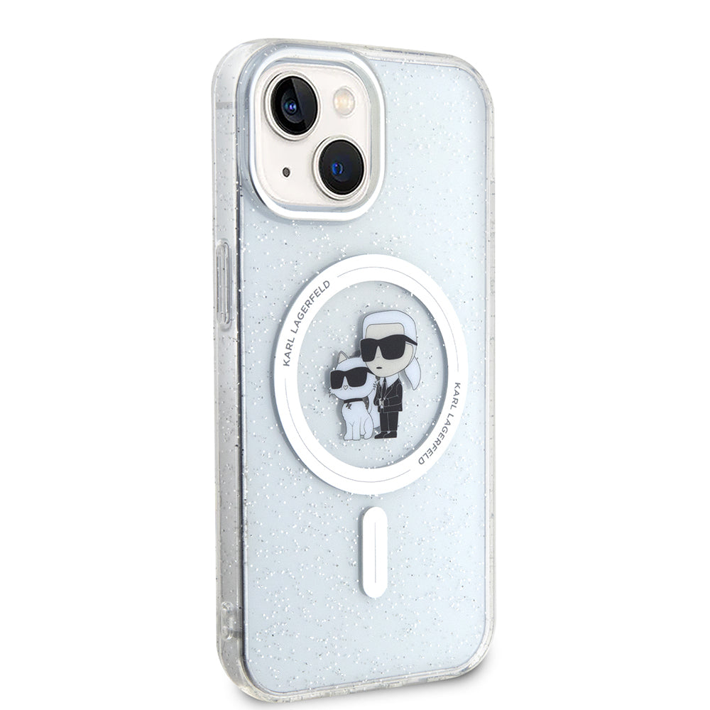 Husa MagSafe pentru Apple iPhone 15, Karl Lagerfeld, Glitter, Transparenta