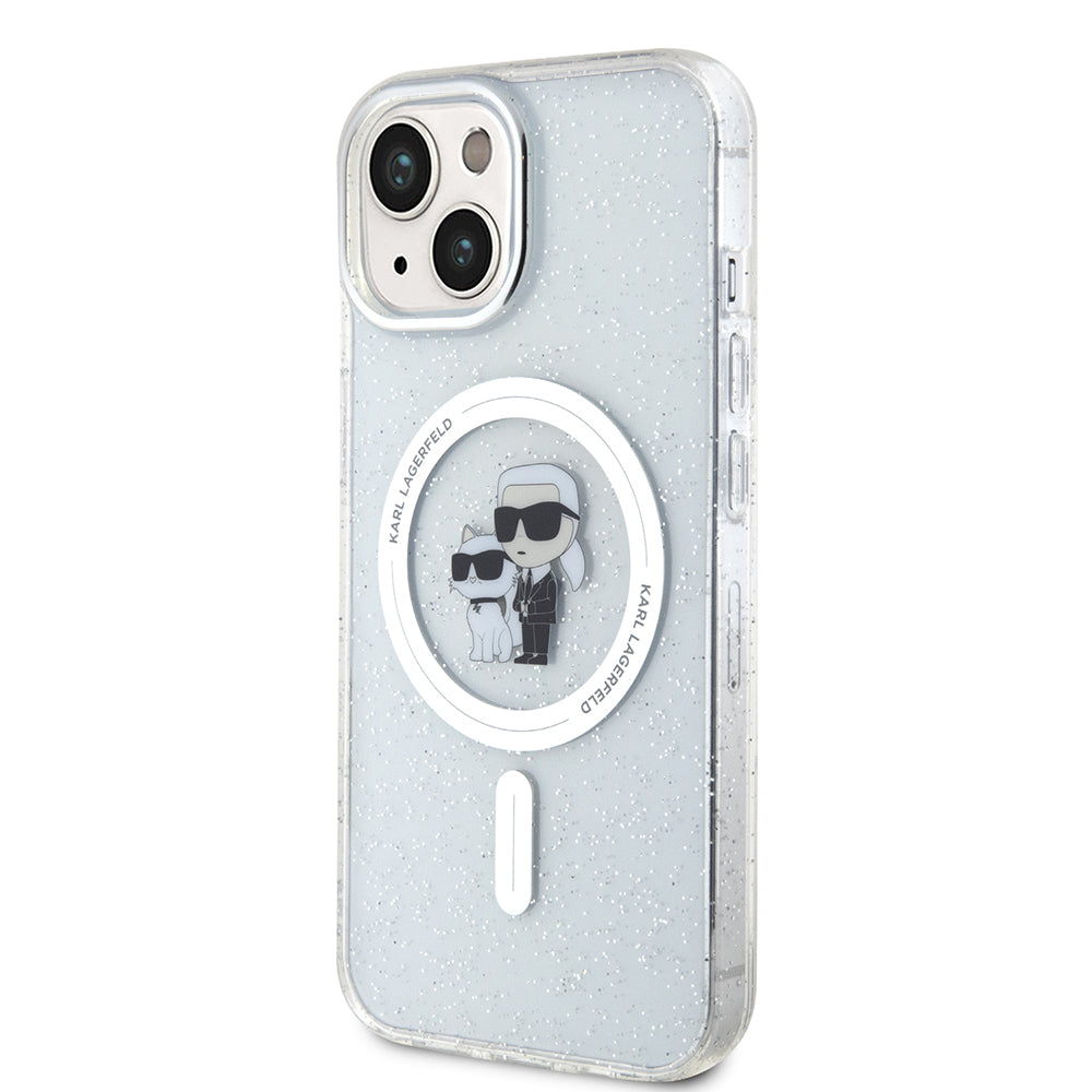 Husa MagSafe pentru Apple iPhone 15, Karl Lagerfeld, Glitter, Transparenta