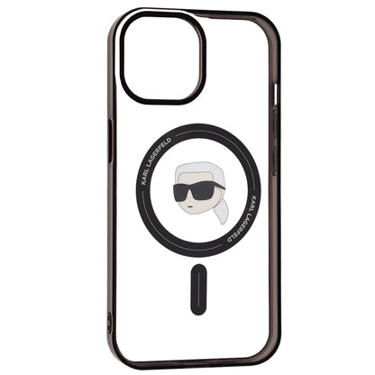Husa MagSafe pentru Apple iPhone 15, Karl Lagerfeld, IML Karl's Head, Transparenta