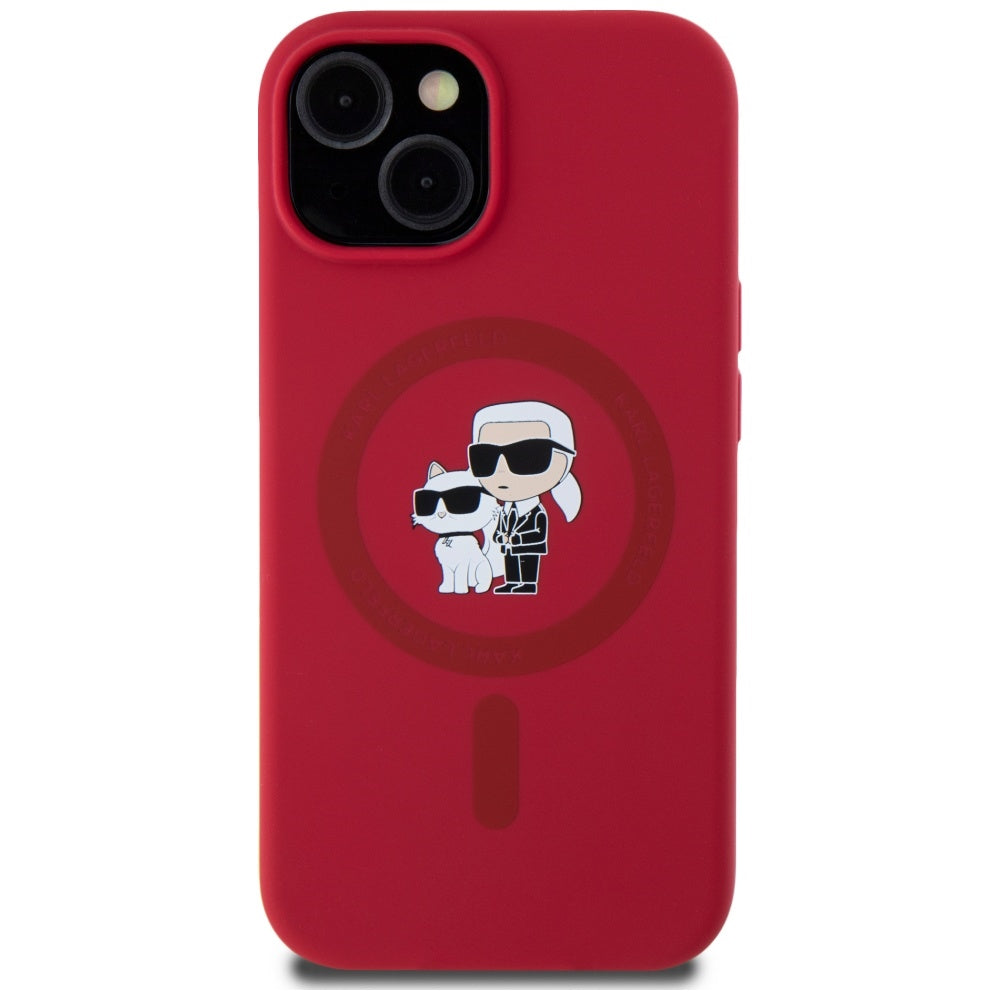 Husa MagSafe pentru Apple iPhone 15, Karl Lagerfeld, Silicone Karl & Choupette, Rosie
