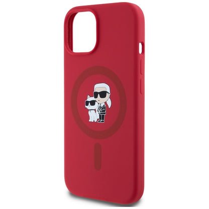 Husa MagSafe pentru Apple iPhone 15, Karl Lagerfeld, Silicone Karl & Choupette, Rosie