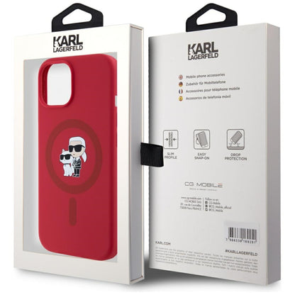 Husa MagSafe pentru Apple iPhone 15, Karl Lagerfeld, Silicone Karl & Choupette, Rosie