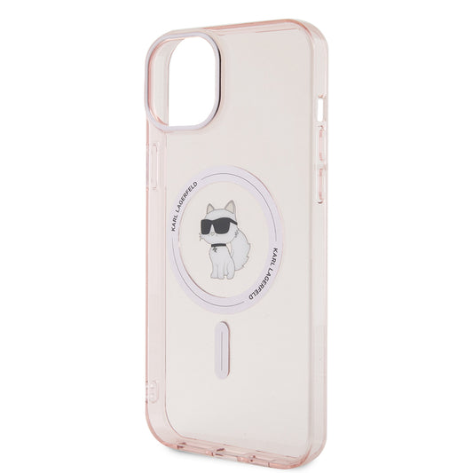 Husa MagSafe pentru Apple iPhone 15 Plus / 14 Plus, Karl Lagerfeld, IML Choupette, Roz