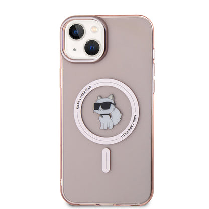 Husa MagSafe pentru Apple iPhone 15 Plus / 14 Plus, Karl Lagerfeld, IML Choupette, Roz
