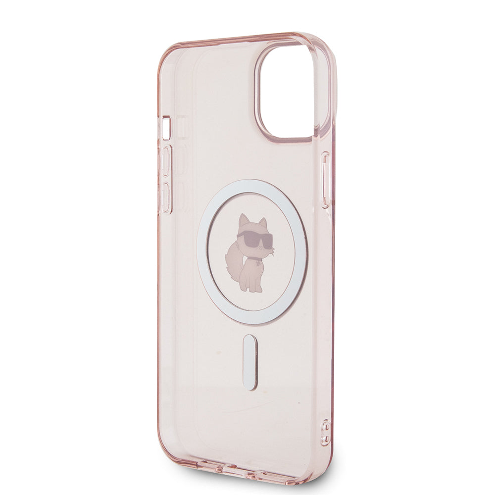 Husa MagSafe pentru Apple iPhone 15 Plus / 14 Plus, Karl Lagerfeld, IML Choupette, Roz