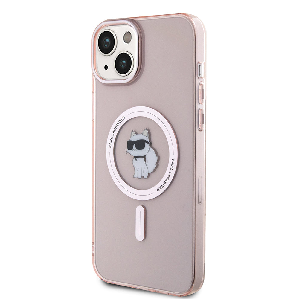 Husa MagSafe pentru Apple iPhone 15 Plus / 14 Plus, Karl Lagerfeld, IML Choupette, Roz