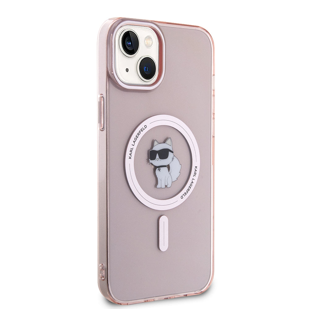 Husa MagSafe pentru Apple iPhone 15 Plus / 14 Plus, Karl Lagerfeld, IML Choupette, Roz