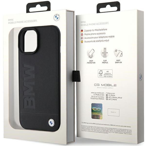 Husa MagSafe pentru Apple iPhone 15 Plus, BMW, Natural Hot Stamp, Neagra