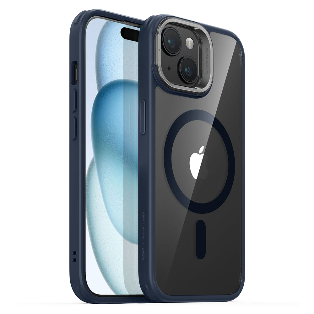 Husa MagSafe pentru Apple iPhone 15 Plus, ESR, Classic Hybrid Kickstand, Bleumarin Transparenta
