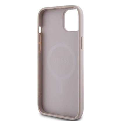 Husa MagSafe pentru Apple iPhone 15 Plus, Guess, 4G Collection, Roz