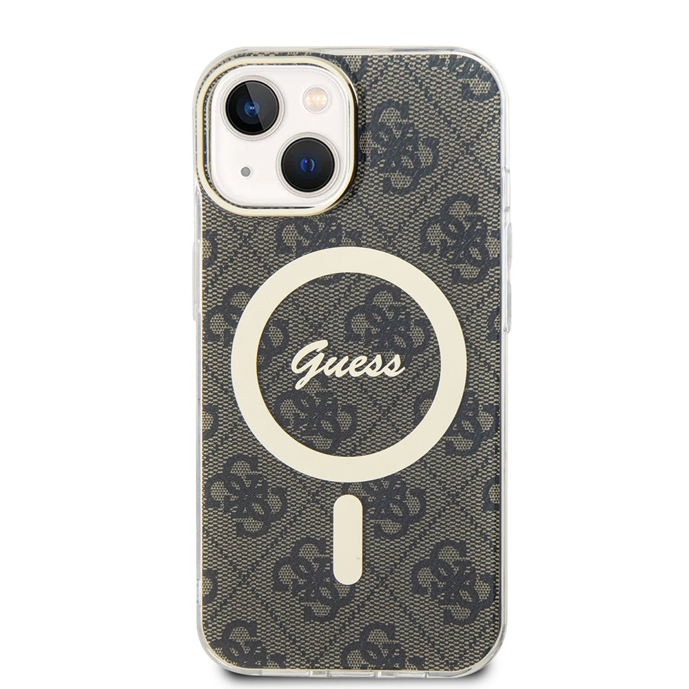 Husa MagSafe pentru Apple iPhone 15 Plus, Guess, IML 4G, Maro